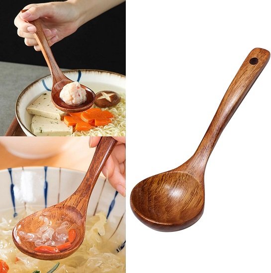 Soup Spoon Natural Wooden Soup Porridge Ramen Rice Long Handle Spoon Cutlery Suitable For Family Restaurant Ramen Rice Long Handle Spoon