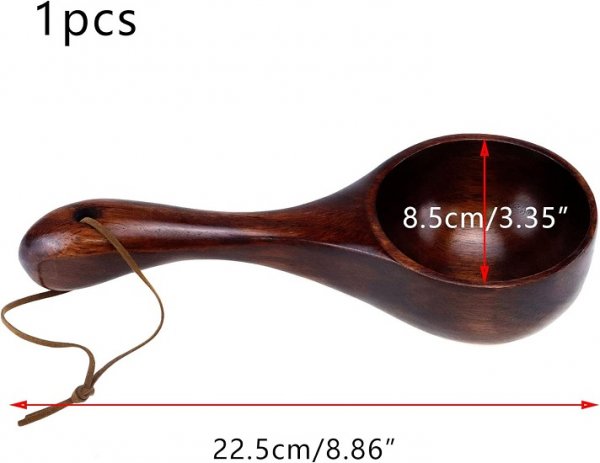 8.86 Inch Solid Kitchen Scoop Ladle Large Wood Spoon Wooden Scoops for Bath Salts, Canisters Flour, Rice, Porridge, Soup (Brown)