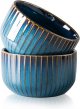 2 Piece Soup Bowl, 18 oz Blue Kitchen Ceramic Grain Bowl Set, Ceramic Kitchen Bowls, Dishwasher Safe Microwave (4.5 Inch)
