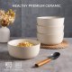 Stoneware Cereal Bowls Set of 4, 26oz Soup Bowls Set for Cereal Soup Snacks, Modern Kitchen bowls for Meal, Dishwasher &Microwave Safe, Matte Ivory