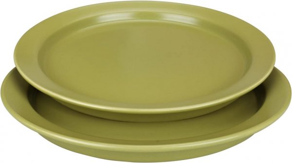 2 Pack Dinner Plates, 8 Inch Avocado Green Porcelain Salad Plates Round Ceramic Serving Dining Plate Set of 2 for Dinner Pasta